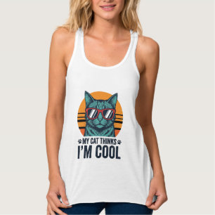Funny Cat Thinks Im Cool Vintage Singlet