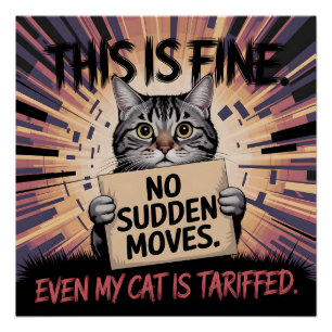 Funny Cat This Is Fine Gift Poster