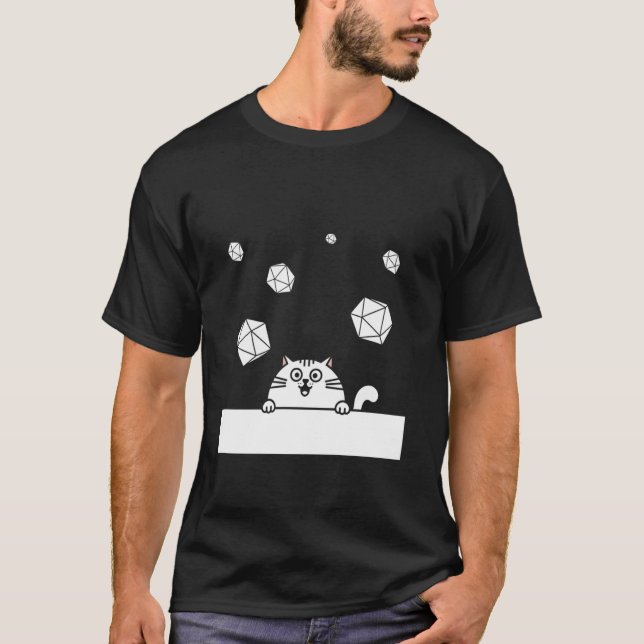 Funny Cat Throwing Dice, Cat Lover T-Shirt (Front)