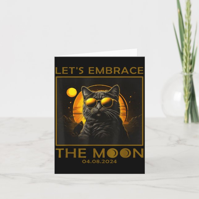 Funny Cat Total Solar Eclipse Embrace Card (Front)