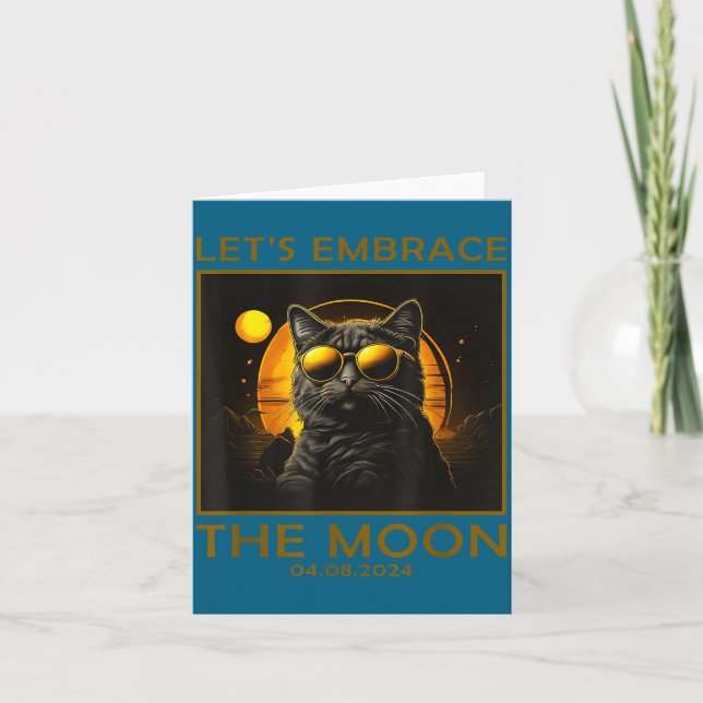 Funny Cat Total Solar Eclipse Embrace Card (Front)