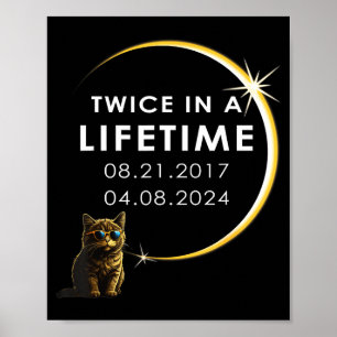 Funny Cat Total Solar Eclipse Twice Poster