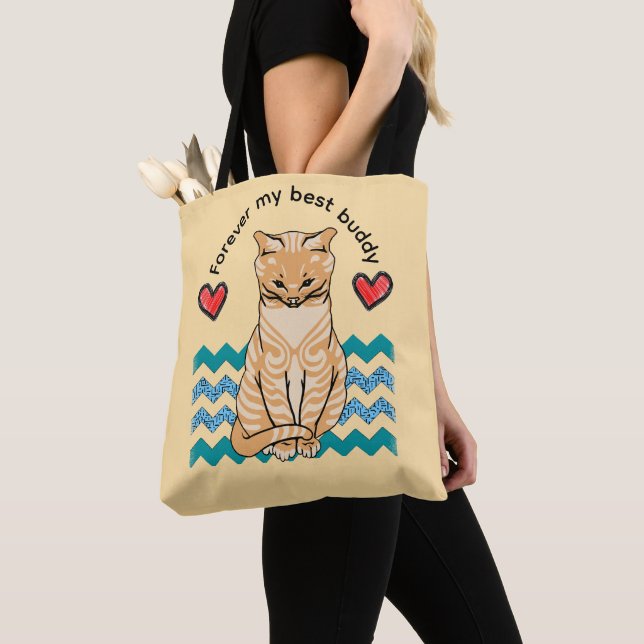 funny cat tote bag (Close Up)