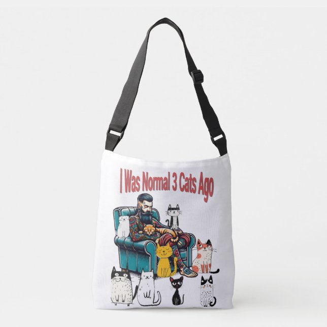 Funny Cat Tote Bag – I Was Normal 3 Cats Ago  (Front)