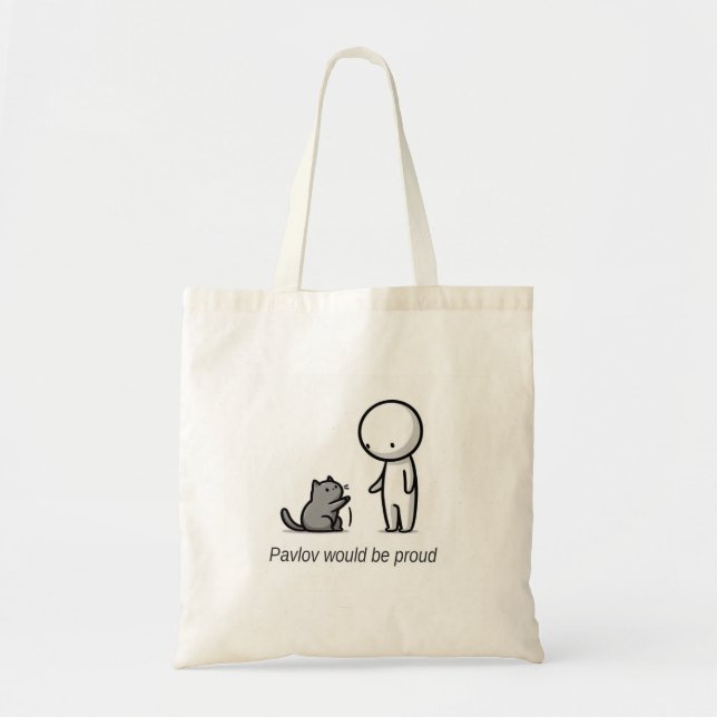 Funny cat tote bag: Pavlov would be proud. (Front)