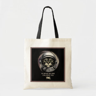 Funny Cat Tote Bag Space Parody - Editable Text