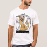 Funny Cat Trapped Birdcage Humor Art T-Shirt<br><div class="desc">Spark a laugh with this quirky funny cat trapped design, featuring a calm orange feline sitting comfortably inside a vintage birdcage. This highly ironic and humorous artwork perfectly captures the unpredictable nature of our favorite pets, bringing a smile to anyone who appreciates a good visual gag. Perfect for customizing with...</div>