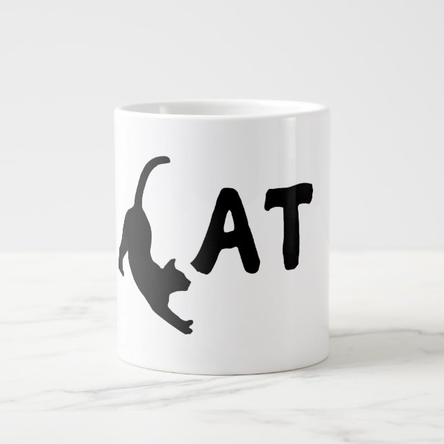 Funny Cat typography design Large Coffee Mug (Front)