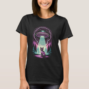 Funny Cat UFO Alien Cat Mum Cat Dad Retro Humour V T-Shirt