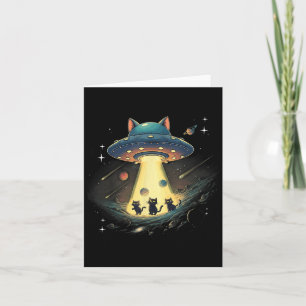 Funny Cat Ufo Cute Kitty Space Spaceship Alien Aes Card