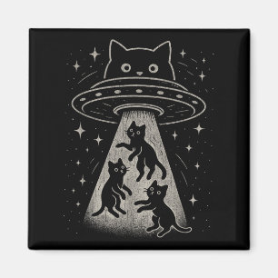 Funny Cat Ufo Cute Kitty Space Spaceship Alien Aes Magnet