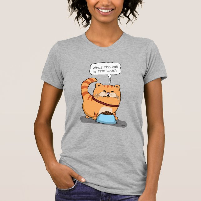 Funny Cat Unhappy With Chow T-Shirt (Front)