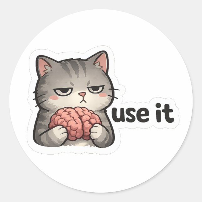 Funny Cat Use It Sticker  (Front)