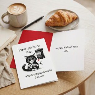 Funny Cat Valentine Card – Fishbone Love Pun