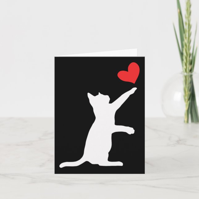 Funny Cat Valentine Cute Heart Cat Lover Valentine Card (Front)