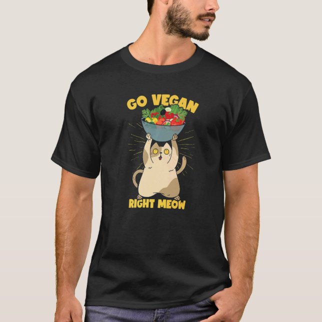 Funny Cat Veganism Plant Based Vegan Premium T-Shirt (Front)