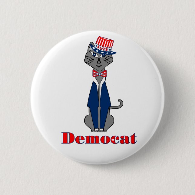 Funny Cat Vote Democat Politics 6 Cm Round Badge (Front)