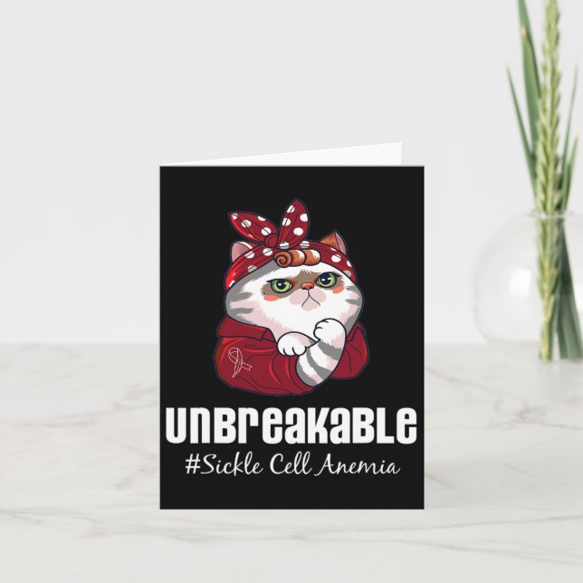 Funny Cat Warrior Unbreakable Sickle Cell Anaemia  Card (Front)