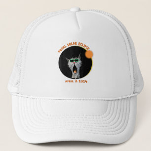 Funny Cat Watching Total Solar Eclipse 2024  Trucker Hat