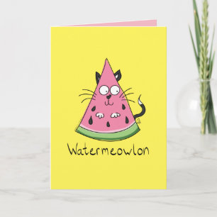 Funny Cat Watermelon Cute Kids Card