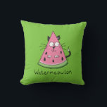 Funny Cat Watermelon Cute Kids Cushion<br><div class="desc">This adorable watermeowlon is here to say hello!  Perfect for a cat lover or watermelon fan or just a friend that likes to stay healthy,  eat fruit and laugh with their kitty cat!</div>