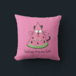 Funny Cat Watermelon Cute Kids Cushion<br><div class="desc">Cute kids cartoon cat combines a kitty with watermelon to make an adorable watermeowlon!  great gift for any cat lover!</div>