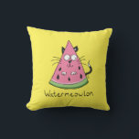 Funny Cat Watermelon Cute Kids Cushion<br><div class="desc">Cute kids cartoon cat combines a kitty with watermelon to make an adorable watermeowlon!  great gift for any cat lover!</div>
