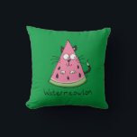 Funny Cat Watermelon Cute Kids Cushion<br><div class="desc">Cute kids cartoon cat combines a kitty with watermelon to make an adorable watermeowlon!  great gift for any cat lover!</div>