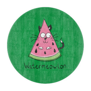 Funny Cat Watermelon Cute Kids Cutting Board