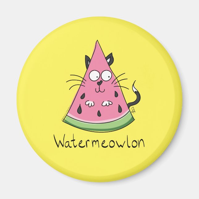 Funny Cat Watermelon Cute Kids Magnet (Front)