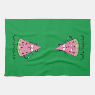 Funny Cat Watermelon Cute Kids Tea Towel