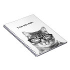 Funny cat wearing glasses photo notebook design