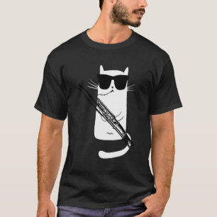 Funny Cat Wearing Sunglasses Playing Bassoon T-Shirt