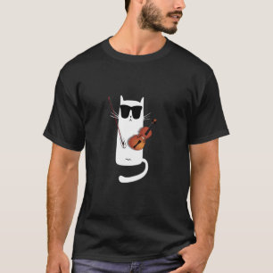 Funny Cat Wearing Sunglasses Playing Violin T-Shirt