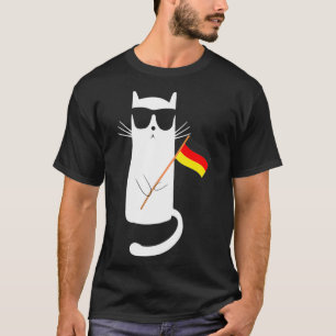 Funny Cat Wearing Sunglasses withFlag German Germa T-Shirt