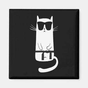 Funny Cat Wearing Sungles Karate Judo Black Belt F Magnet