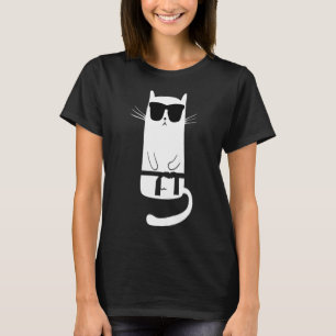 Funny Cat Wearing Sungles Karate Judo Black Belt F T-Shirt