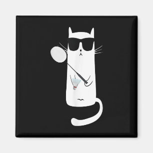 Funny Cat Wearing Sungles Playing Badminton Magnet