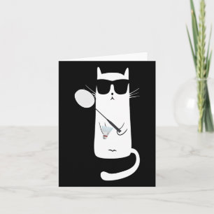 Funny Cat Wearing Sungles Playing Dminton  Card