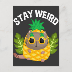 Funny Cat Weird Pineapple Mask Fruit Humour Postcard