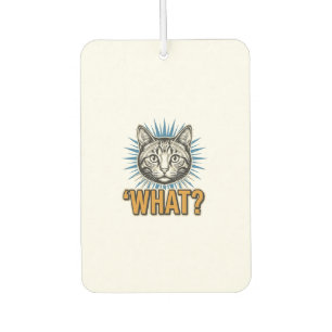 Funny Cat 'WHAT_' Vintage Engraving Graphic Tee_1 Car Air Freshener