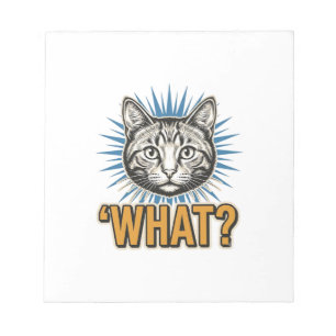 Funny Cat 'WHAT_' Vintage Engraving Graphic Tee_1 Notepad