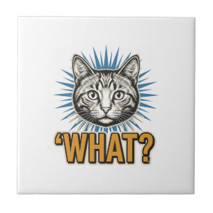 Funny Cat 'WHAT_' Vintage Engraving Graphic Tee_1 Tile