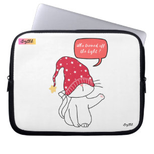 funny cat, who turned off the light? laptop sleeve