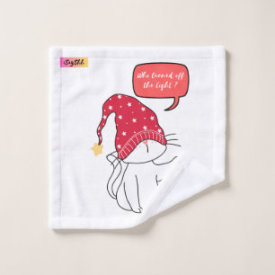 funny cat, who turned the light off? wash cloth