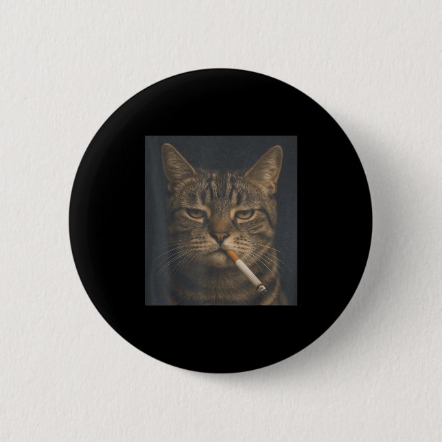Funny Cat With Cigarette Sarcastic Meme Smoking Ca 6 Cm Round Badge (Front)