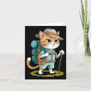 Funny Cat With Hiking Backpack Hiking Cat Adventur Card