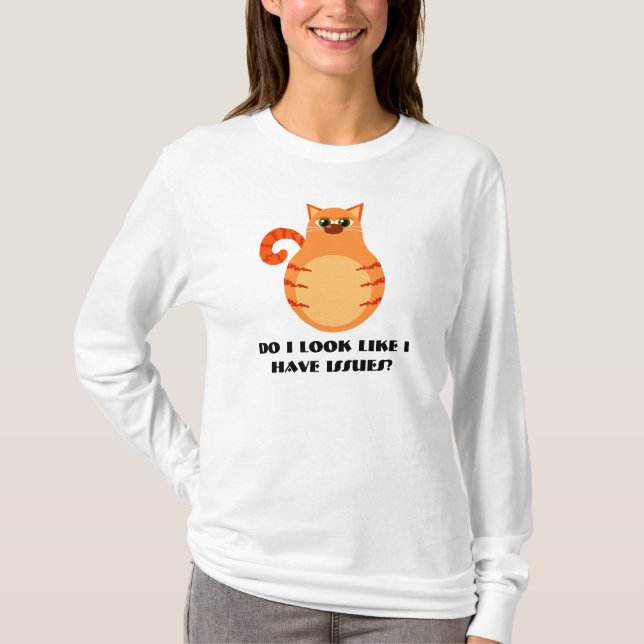 Funny Cat With Issues Womens Tee Shirt (Front)