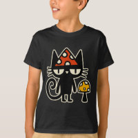 Funny Cat With Mushroom Hat Black Cat With Toadsto