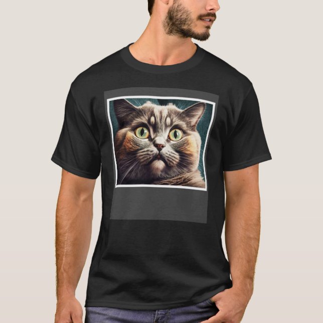 Funny Cat with puffy Face, Cat Lover Pullover Hood (Front)